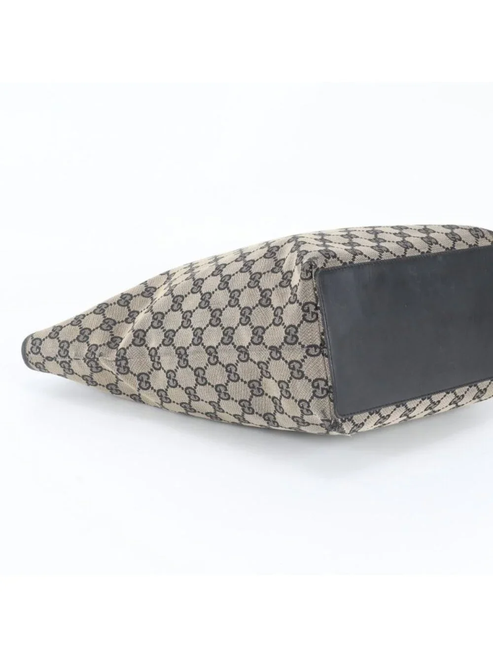Gucci GG Canvas Leather Tote Shoulder Hand Brown